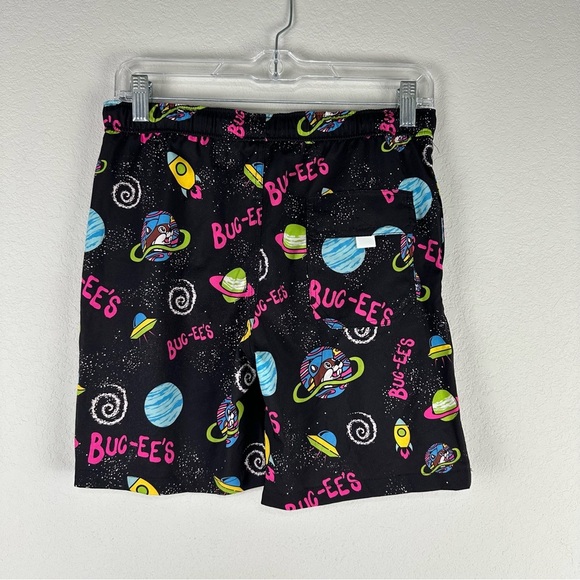 Buc-ee’s Boy’s Black Neon Outer Space Drawstring Swim Trucks Size Youth Large - Picture 2 of 4